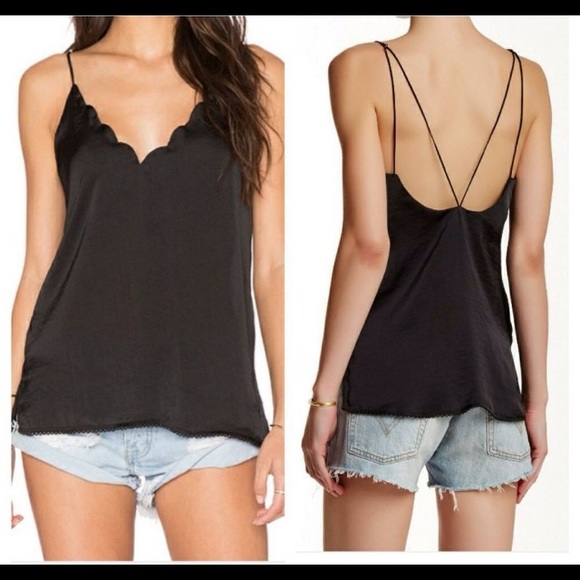 Free People Tops - Free People Scallop Satin Camisole